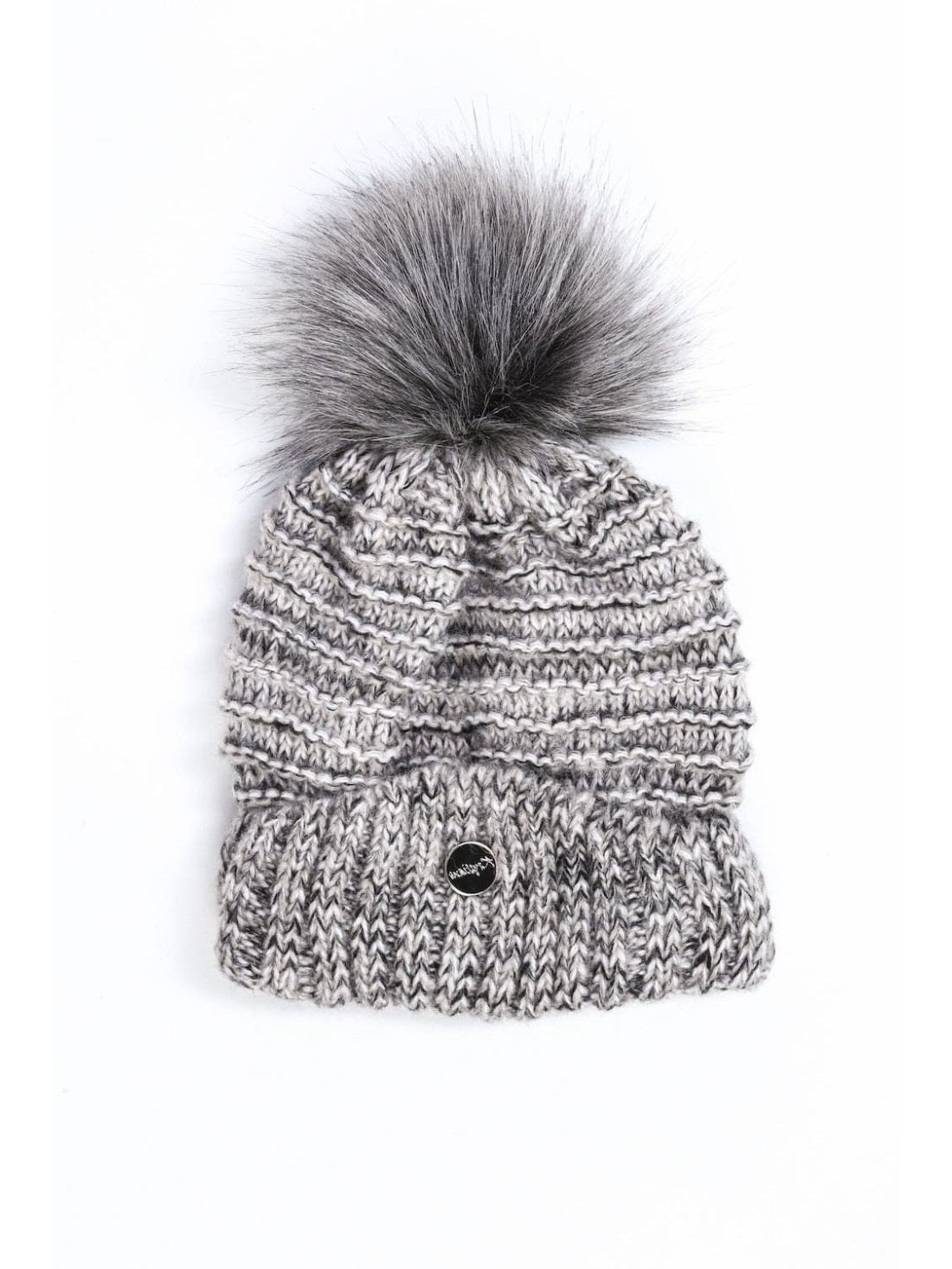 Cappuccino-black winter hat with ribbing C32 - Online store - Boutique